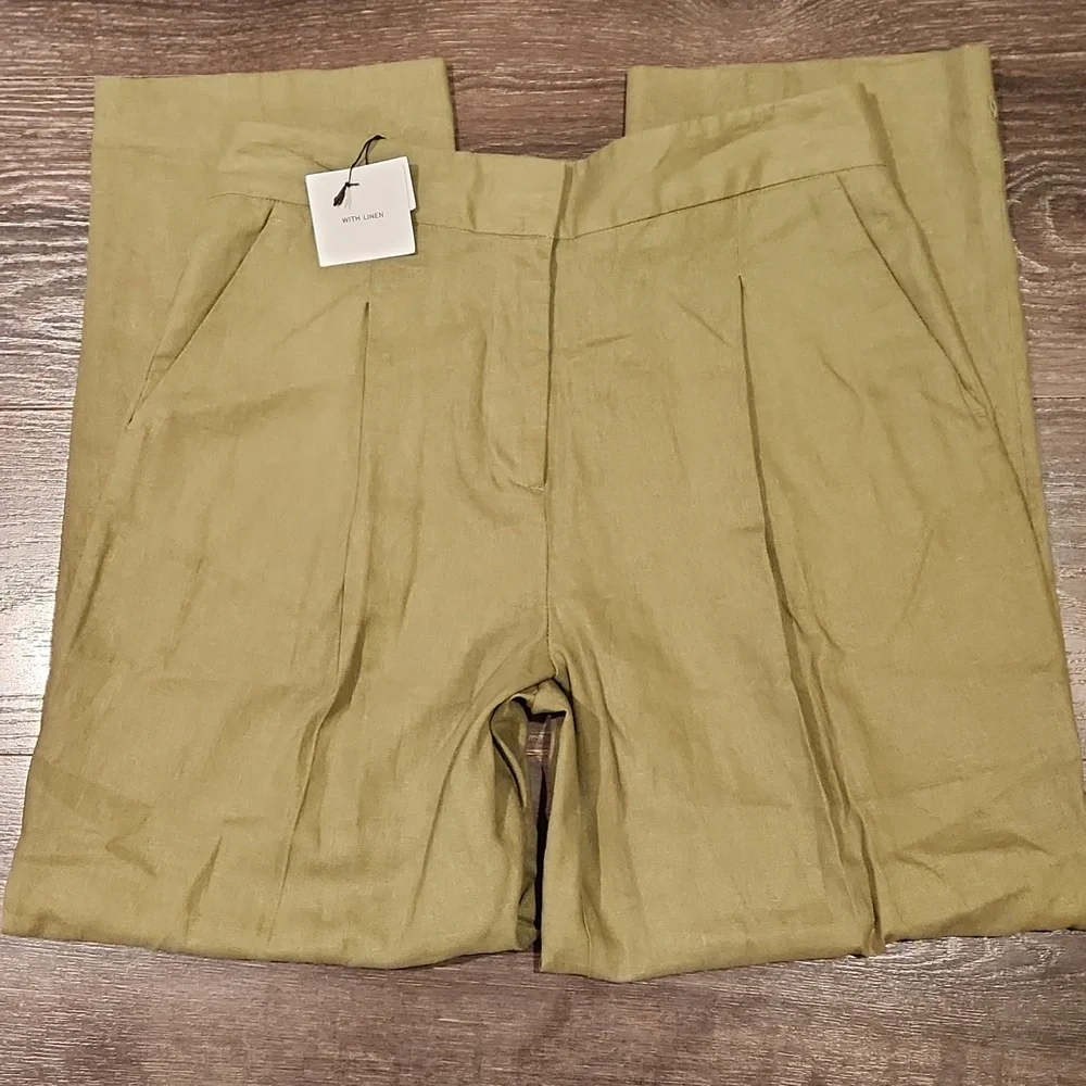 ❤️ NWT! ZARA HIGH RISE PLEATED TAPERED LEG LINEN BLEND PANTS / TROUSERS, SMALL